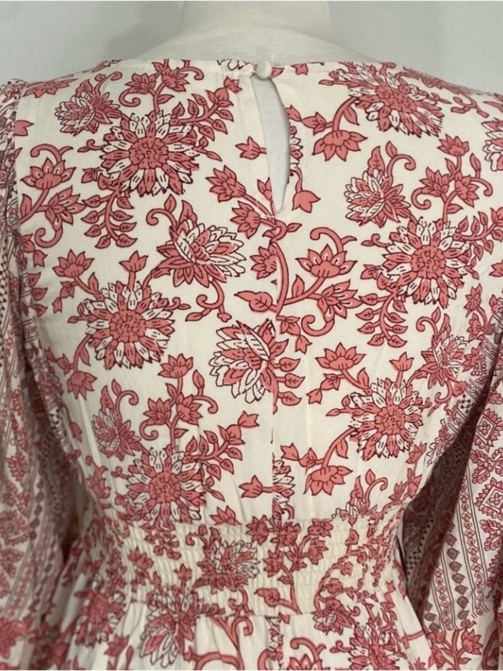 Sincerely Jules Women Peach Cream Floral Embroidered Mini Dress Size Medium Boho - Picture 8 of 14